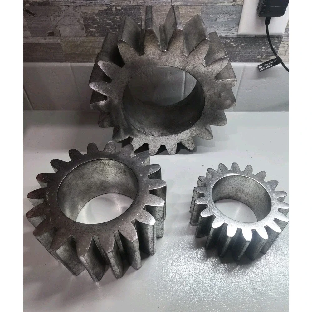 Set of 3 Faux Metal Industrial Gears - Steampunk Cog Props Room Decor